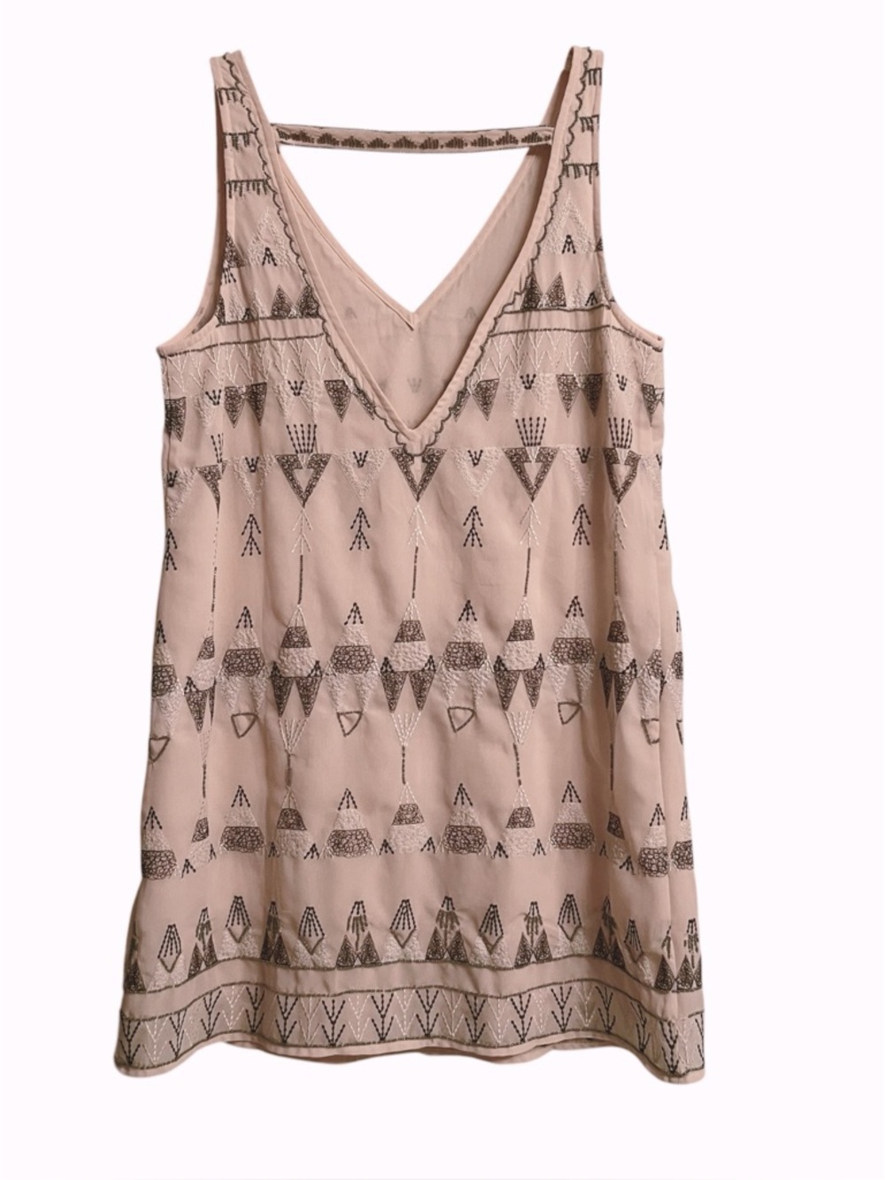 Free People "Frances Bean" Mini Beaded and Embroidered Pale Pink Shift Dress XS - Picture 5 of 10